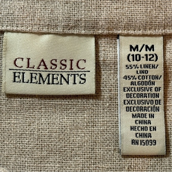 Classic Elements Beige Button Up Floral Embroidered Linen Blend Jacket Medium - Picture 8 of 8